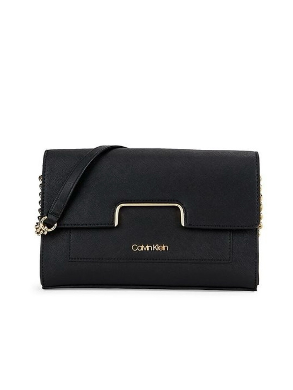 Calvin Klein Black Crossbody Purse with Gold Accents
